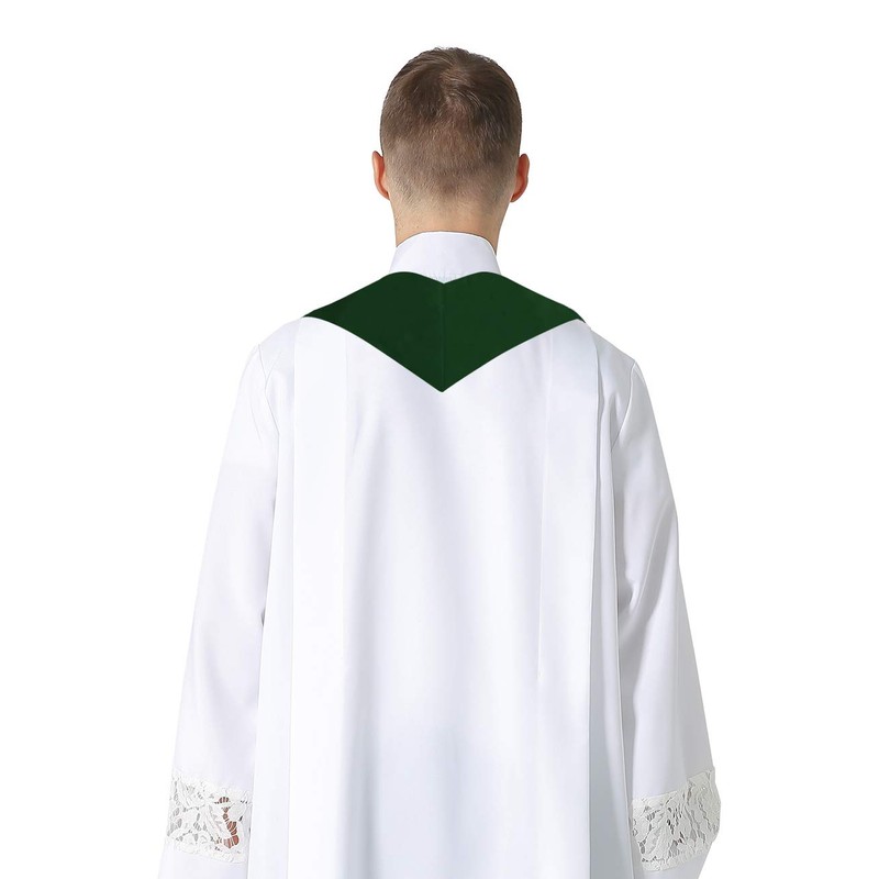 IvyRobes Unisex Adults Overlay Clergy Stole Plain Solid Emerald Church