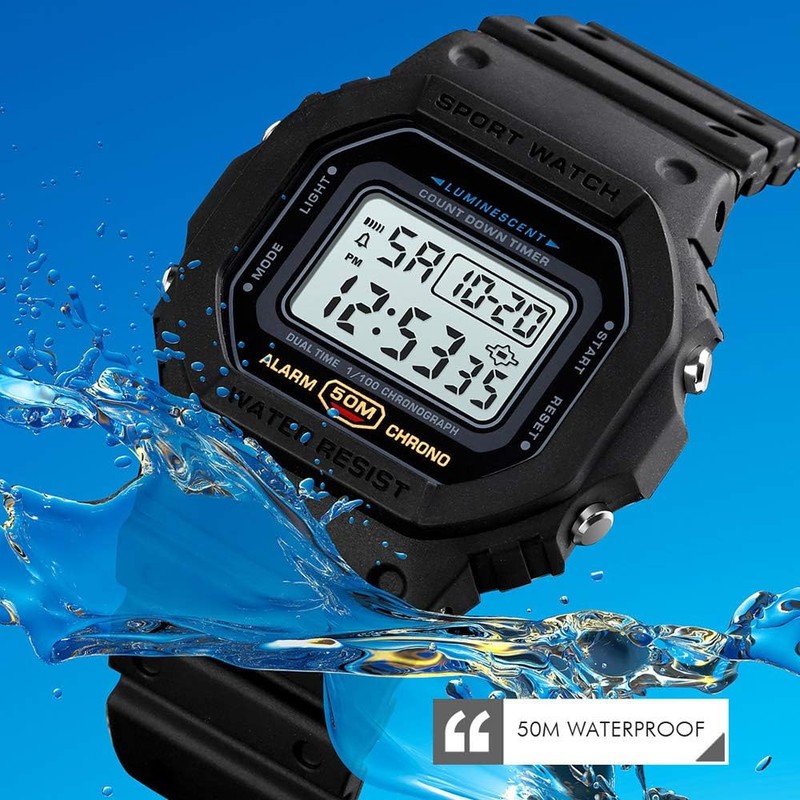LOUJIN Men's Digital Sport Watch Classic Waterproof Sport Watch, Alarm