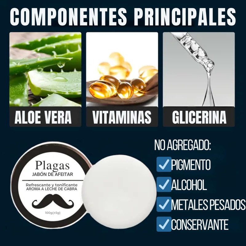 2 Piezas kit Afeitado Perfecto Jabon Crema Afeitar Barber Bigote