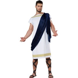 California Costumes Men's Grecian Toga, White/Navy, Large