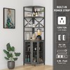 Aufvolr Wine Bar Cabinet with Power Outlet, 6-Tiers Industrial Wine