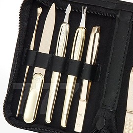 Three Seven 777 Ts-800g Gold Color Travel Manicure Pedicure Nail Clipper Grooming Kit Set (Total 8 Pc, - Made in Korea)