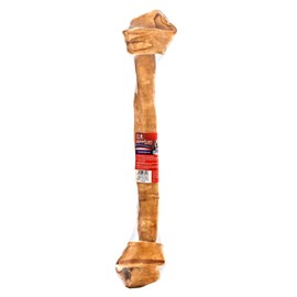 Pet Factory - Chicken Flavor American Beefhide Knotted Bone Dog Chew (20-22 inch) - Natural Long Lasting Chews for Dental Health, Thick Rawhide Dog Bones from USA Cattle