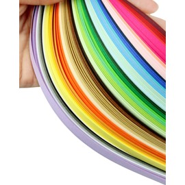 Multicolor Quilling Paper Strips Set-36Colors 180pcs- Length21inch-Quilling Strips Paper Filigree Rolling Coil Lucky Star Strip (10mm-3/8inch)