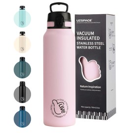 UZSPACE Stainless Steel Water Bottle 1 L (970 ml), Insulated Double-Walled Sports Bottle with Flip Lid, One-Hand Opening, Leak-Proof, Water Bottle for Hiking, Sports, Fitness, Gym, Outdoor, Workout,
