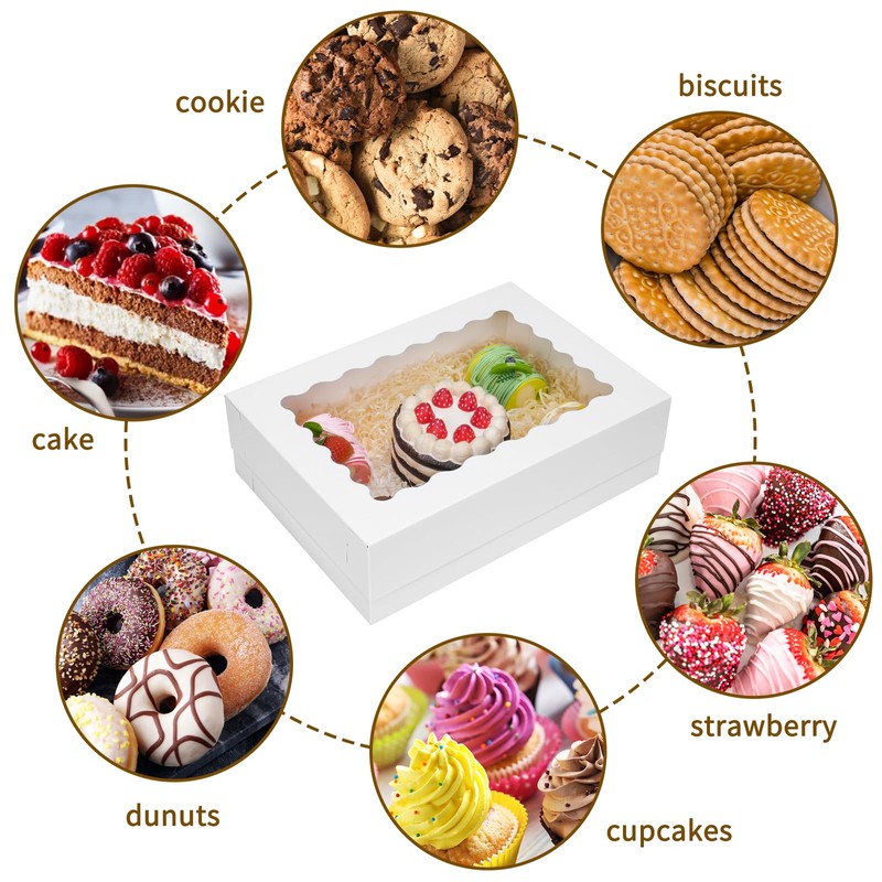Moretoes 20pcs 14x10x4in Sheet Cake Boxes, White Quarter Bakery Boxes