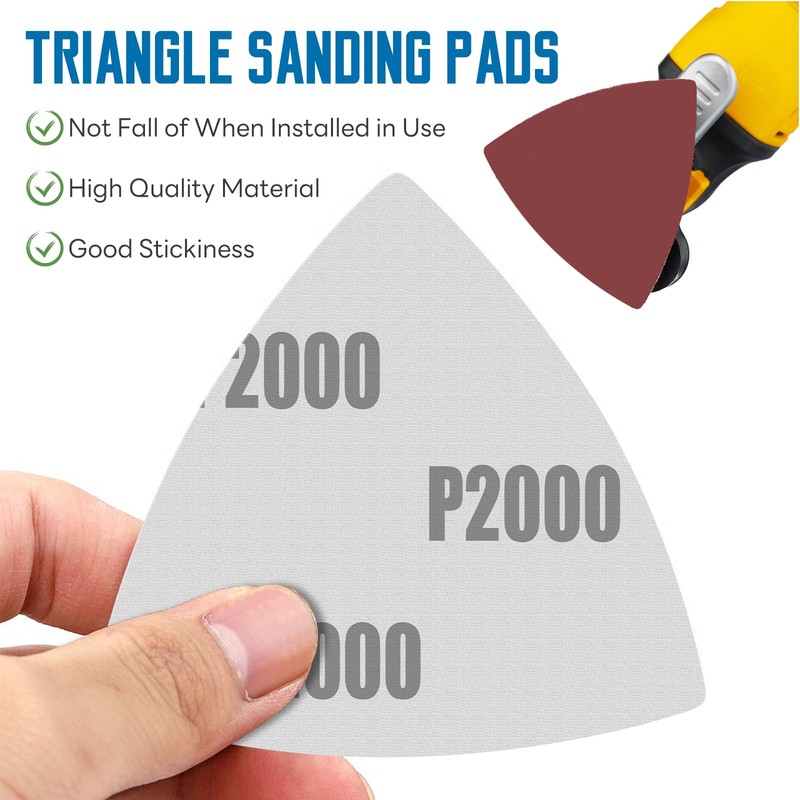 LOUZAGO 120 Pcs 2000 Grit Triangle Sanding Pads, Aluminum Oxide