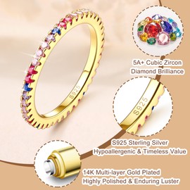 Dochais Women's 925 Silver Ring, 14K Gold-Plated Women's Ring, Cubic Zirconia Ring, Wedding Rings, Engagement Ring, Wedding Rings, Finger Ring, Eternity Promise Rings, Jewellery for Women, Precious