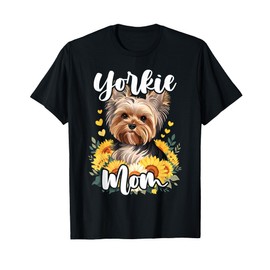 Womens Sunflower Yorkie Mom Dog Lover T-Shirt