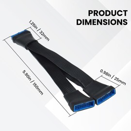 SATUY 2Pcs USB 3.0 Header Splitter Extension Cable, 19/20 Pin 1 to 2 Y Internal Hub Splitter, Internal Adapter DIY-Cable for Motherboard (5.9 inch)