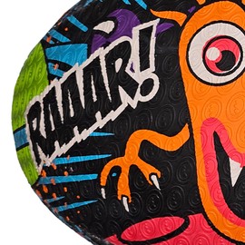 OPTIMUM Emoji Rugby Ball - Balanced and Responsive for Precise Handling and Discending - Perfect for Training and Gameplay - 2-Ply 410 g - Space Monsters - Size 5 - With Pump
