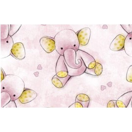 1 Pink Baby Elephant FAT QUARTER ~ 100% COTTON FABRIC ~ Baby