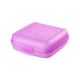 Engelland 1 x Lunch Box, Colour: Pink, Plastic, BPA-Free, Lunch Box, Lunch Box, Plastic Container for Kids, 14 x 14 x 5 cm
