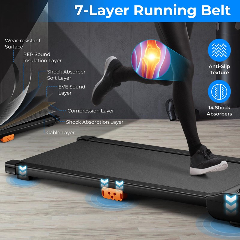 GYMAX Walking Pad, 2 in 1 Under Desk Treadmill for