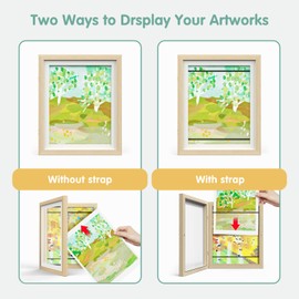 Hsypti Kids Art Frames, Kids Artwork Frames Changeable 8.5 x11 with Mat and 10 x12.5 Without Mat, Front Opening Holds 100 Drawings for Drawings, Artworks, Children Art Projects 4 Pack Woodgrain
