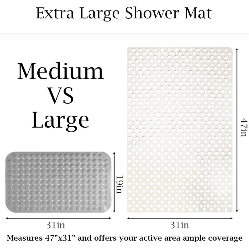 Extra Large Shower Mat Non Slip,47 * 31 Inch Bath