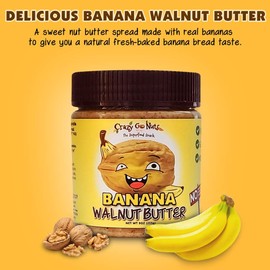 Crazy Go Nuts Walnut Butter - Banana, 9 oz (1-Pack) - Healthy Snacks, Keto, Vegan, Low Carb, Gluten Free, Superfood - Natural, Non-GMO, ALA, Omega 3 Fatty Acids, Good Fats and Antioxidants
