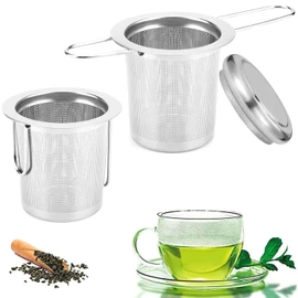 Mtxorvix Tea Filter Strainer Extra Fine Mesh Tea Strainer Stainless Steel Tea Infuser Steeper with Lid and Foldable Handle Loose Tea Leaf Steeper, for Tea Cups, Teapots, Mugs (Style B)