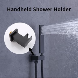 AYIVG Bathroom All Brass Wall Mount Adjustable Hand held ShowerHead Holder Bracket, Black Finish