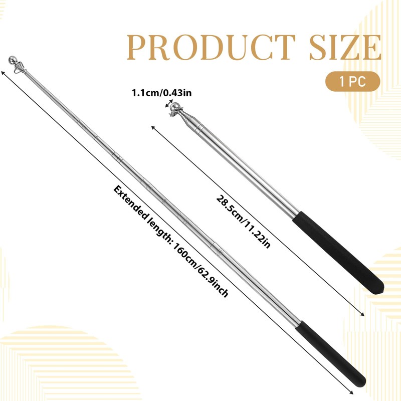 Molain Telescopic Flag Pole, Handheld Telescopic Flagpole, Stainless Steel, 1.6