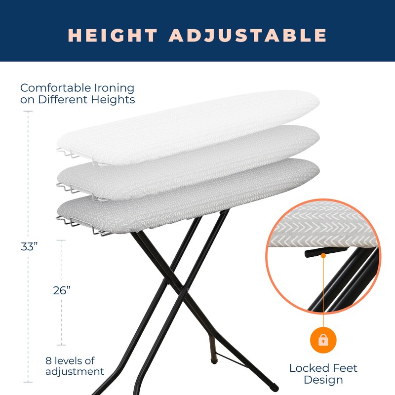 Ironing Board with Iron Rest, Iron Board with 3 Layers