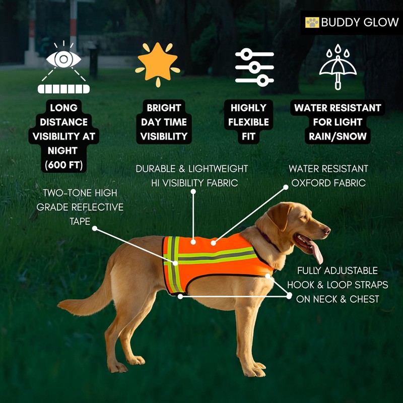 Reflective Dog Vest. Hi Visibility Blaze Orange Hunting Safety Vest
