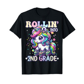 2nd Grade Back To School First Day Girl Rollin Unicorn T-Shirt