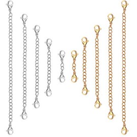 kissral Chain Extender Lobster Clip Safety Necklaces Chain,Anti-Allergy Stainless Steel Bracelet Extender with 10pcs/Set,Silver and Gold