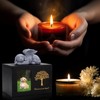 Black Wooden Pet Urn with Dog Statue and Cloth Ash