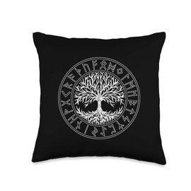 Celtic Tree of Life by Anne Mathiasz Celtic Tree of Life, Runes, Viking, Yggdrasil, Nordic Symbol Throw Pillow, 16x16, Multicolor
