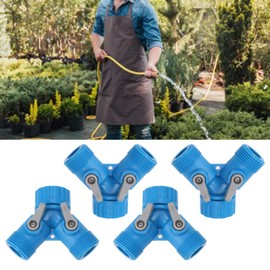 soobu Hose Splitter Connector Plastic Faucet Splitter 4 Pcs 2 Valves 2 Way for Faucet (Blue)