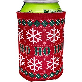 Ho Ho Ho Pattern Christmas Sweater Collapsible Can Coolie