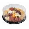 PACTOGO 18" Round Black Plastic Cater Trays with Clear Dome
