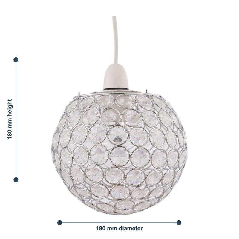 Modern Clear Jewelled Globe Ceiling Light Shade Acrylic Crystal Sphere
