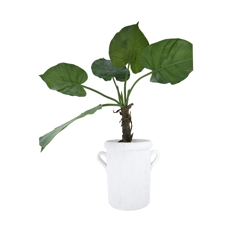 11" H Decorative Coarse Terracotta Crock with Distressed Volcano Glaze