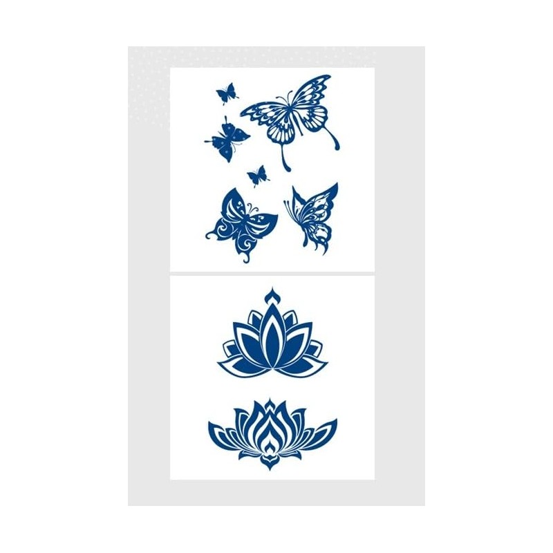 GZX059 060 Temporary Butterfly Tattoo Lotus Flowers Tattoo Semi-Permanent Tattoo