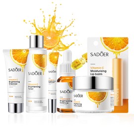 Skin Care for Teenage Girls Gift Set - Vitamin C Serum Skin Care Sets & kits, Includes Cleanser-Serum-Eye Serum-Toner-Cream-Lip Balm- VC Skincare Set for Anti-ageing,Brightening,Moisturising(6PCS)