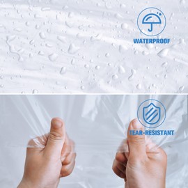 PILOT FISH 2 Mil Plastic Drop Cloth for Painting, Plastic Sheeting 3 Pack 9x12 Feet Waterproof Drop Cloth Heavy Duty Thick Traps Clear Cloth for Furniture Cover, Dustproof Tear Resistance Couch Cover