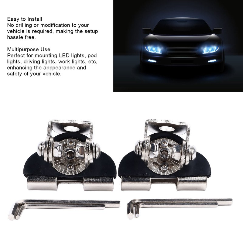 2Pcs LED Light Bar Mounting Bracket A Pillar Hood LED