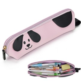 3D Dog Pencil Pouch -Cute Pencil Case - Durable TPU, Waterproof, Spacious School Supply Organizer for Kids, Teens, and Artists (Pink)