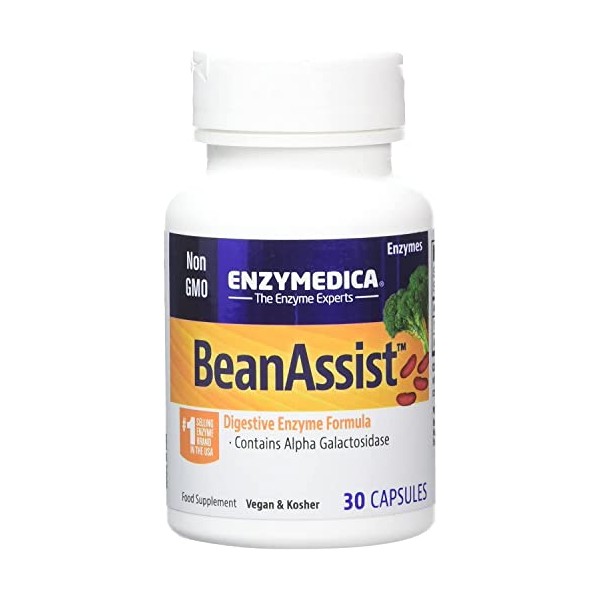 ENZYMEDICA - BeanAssist (30 Capsules) | Food Intolerance Digestive Enzymes Supplements | Digestive Enzymes Blend for Beans and Legumes, Nutrient Supplements, Gut Health Supplement, Vegan, Dairy Free