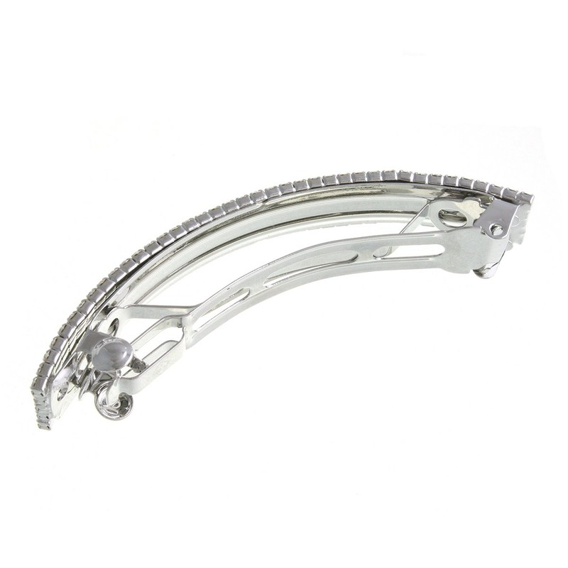 [神戸ヴァンテーヌ] VINGTAINE ラインストーン 5連 カーブ バレッタ ヘアクリップ ヘアアクセサリー H-901-S- シルバー色