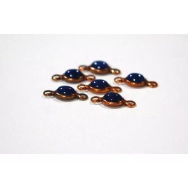 Vintage Blue Speckled Glass Copper Coated Channel Set Connectors chr180A