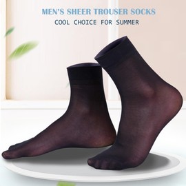 5 Pack Mens Ultrathin Breathable Silk Sheer Dress Socks Summer Dry Fit Crew Socks 