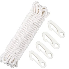 Shappy Flag Rope 50 Feet Flag Pole Halyard Rope And Clips Kit 4 Pieces Nylon