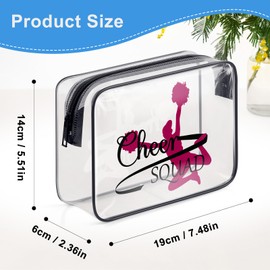 Cheer Gifts for Girls Women Makeup Bag Cheerleader Gifts Clear Zipper Toiletry Pouch Cheerleader Gifts Cheer Coach Gift Birthday Christmas Graduation Gifts for Cheer Sister Friends PVC Cosmetic Bag