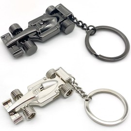 F1 Keychain (Silver and Black 2-Pack), Cool 3D Metal Racing Car Model Keychain, Can Be Given as a Gift to Boyfriend, Husband, Father, Driver and All Fans Who Love F1
