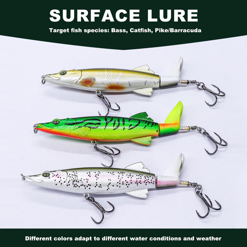 TABKSOLA Whopper Plopper, 13cm/16g Surface Bait with Propeller Tail for