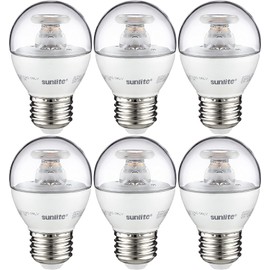 Sunlite G16 LED Dimmable Decorative Globe Vanity Light Bulbs, Clear, 7W (60W Equiv.), 500 Lumens, Medium E26 Base, Mirror Lights for Bedroom and Bathroom, 120V, ETL Listed, 2700K Soft White, 6 Pack