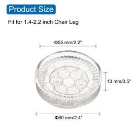 uxcell 8pcs Rubber Furniture Caster Cups Round Chair Leg Floor Protectors Non-Slip Furniture Pads Grips Stoppers for Hardwood Floors, Transparent (Fit 1.4-2.2 Inch Chair Leg)